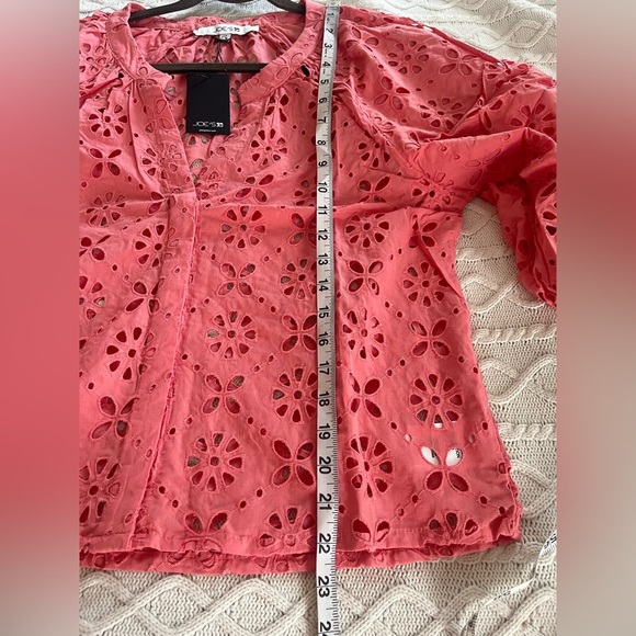 New! Joe’s Broderie Top, Women's Lantana Pink Eyelet Balloon Sleeve Size Medium - Picture 13 of 15